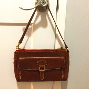 Dooney & Bourke Florentine leather Medium pocket clutch Chestnut brown